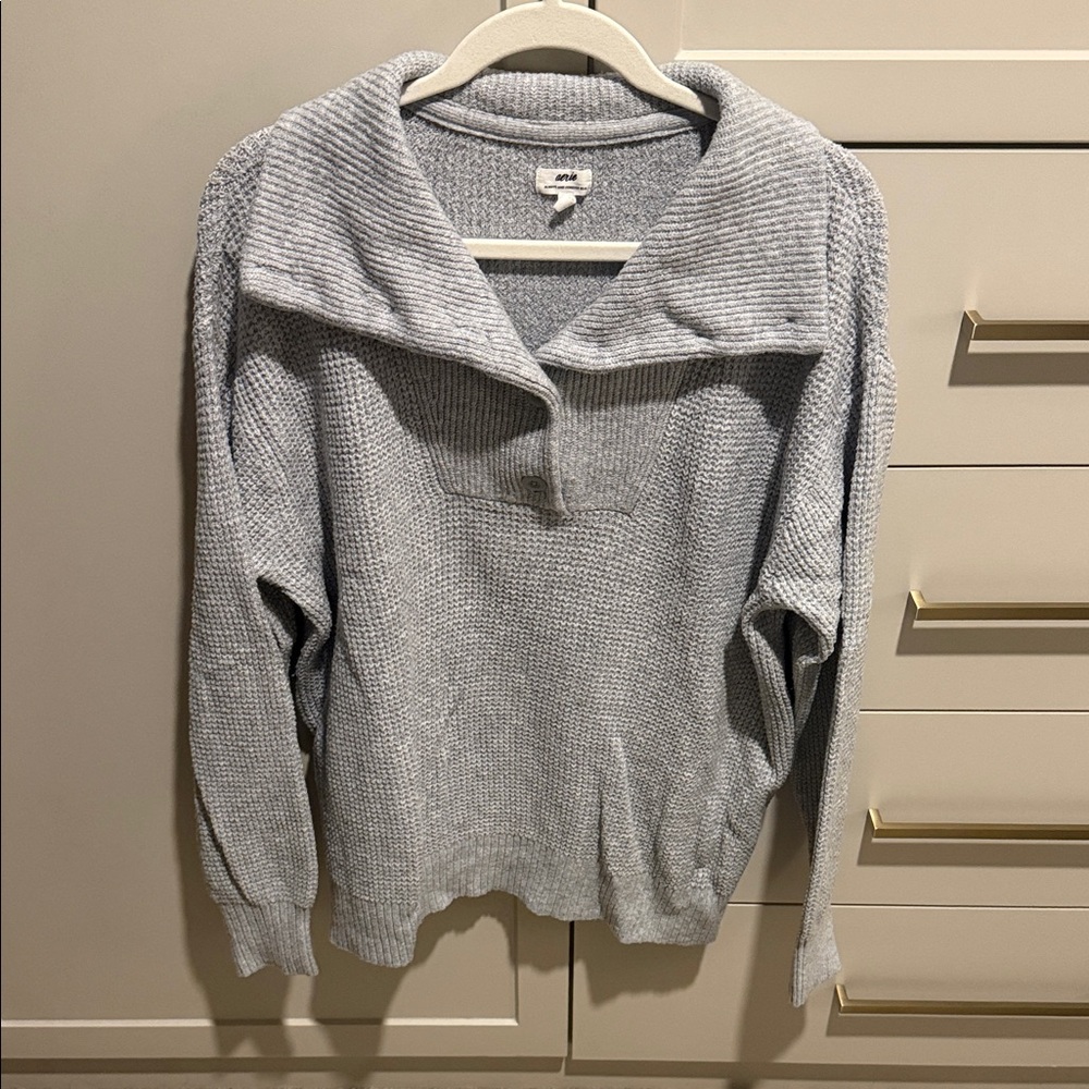 Aerie Light Gray Cowl Neck Sweater